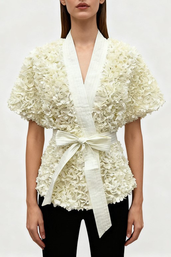 Judas Floral Lasercut Jacket - Apricot