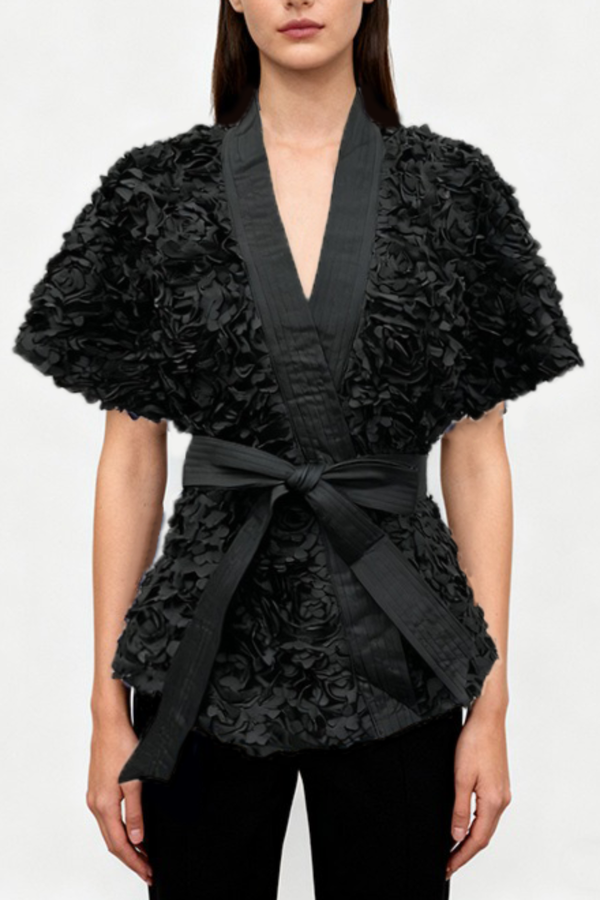 Judas Floral Lasercut Jacket - Black