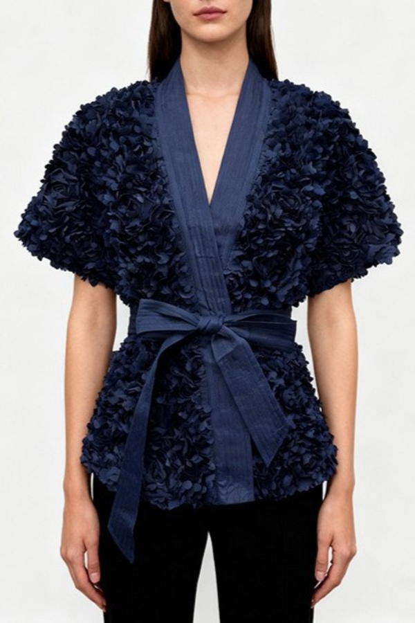 Judas Floral Lasercut Jacket - Navy