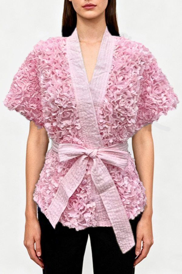 Judas Floral Lasercut Jacket - Pink