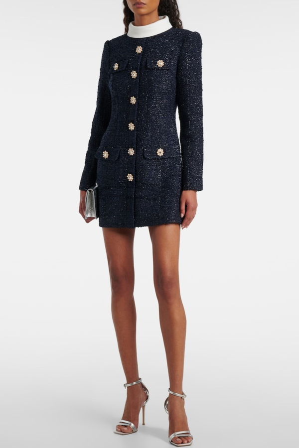 Junia Boucle Embellished Tweed Mini Dress