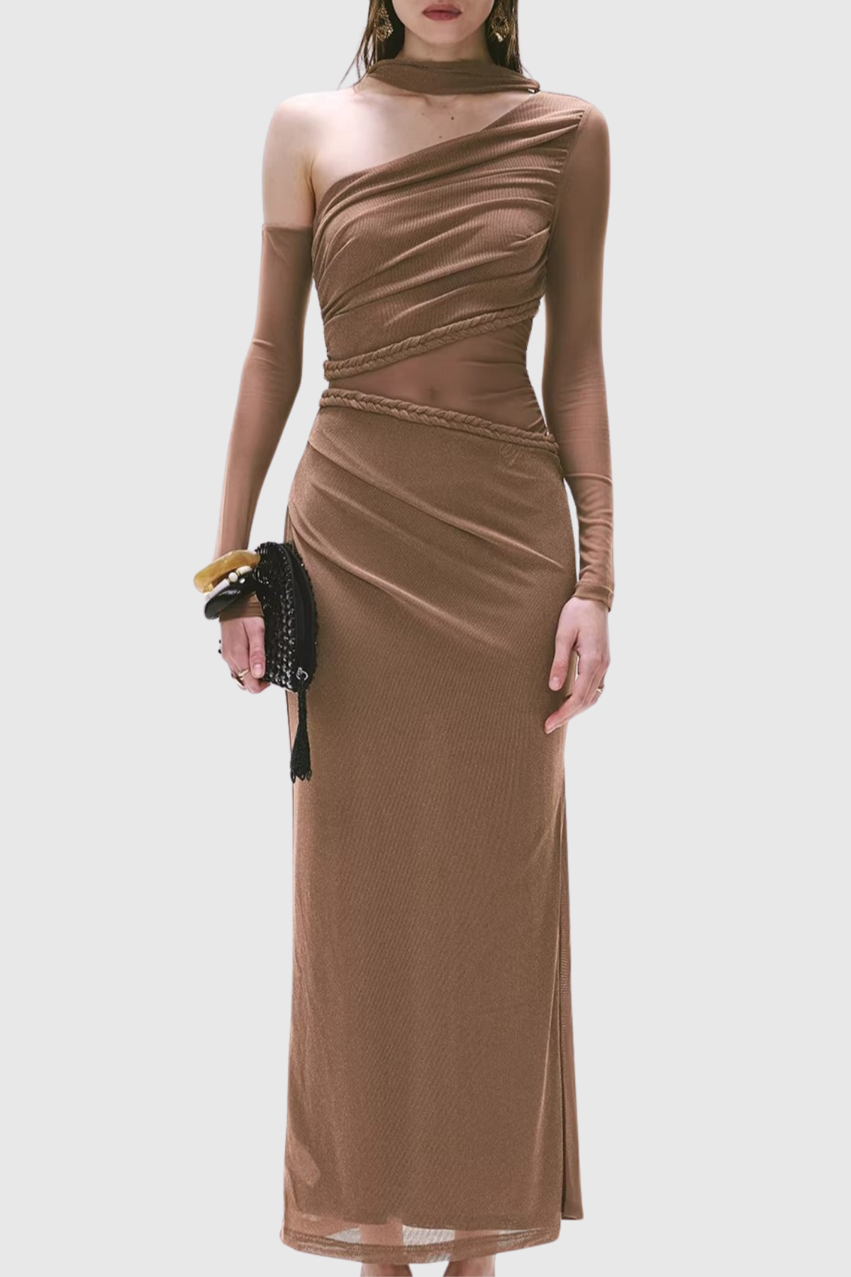 Kasey Asymmetric Rope Mesh Maxi Dress – SeenSense