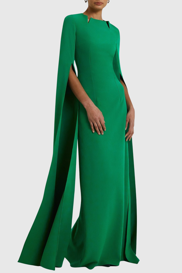 Kateri Cape Sleeve Maxi Dress - Green