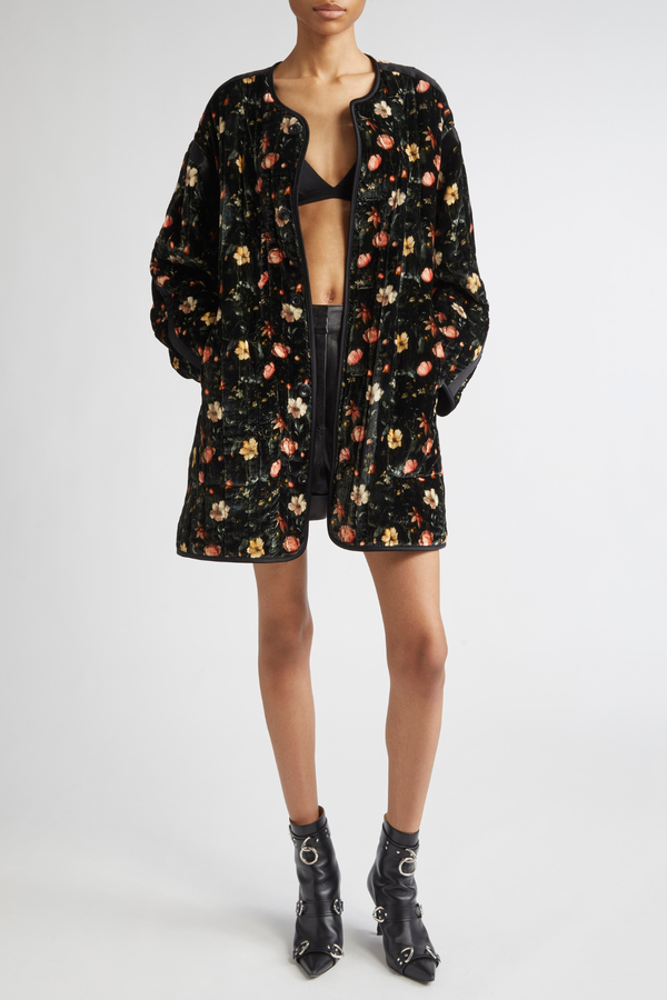 Kateri Floral Velvet Padded Coat
