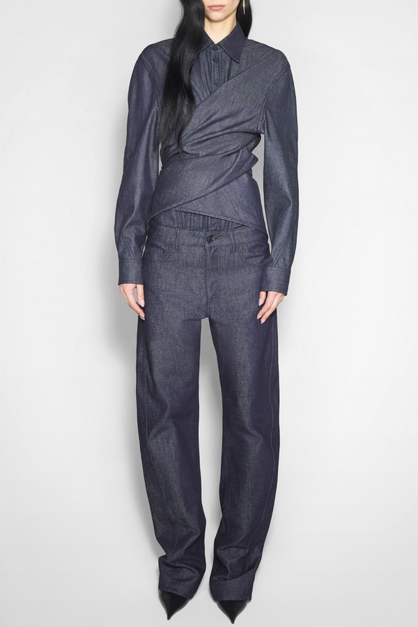 Katri Wrapped Denim Shirt - Navy