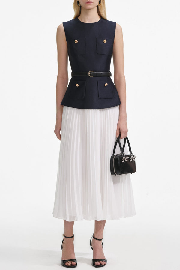 Kayele Sleeveless Belted Chiffon Midi Dress