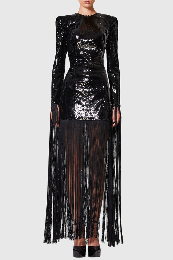 Kenzie Sequin Fringe Maxi Dress