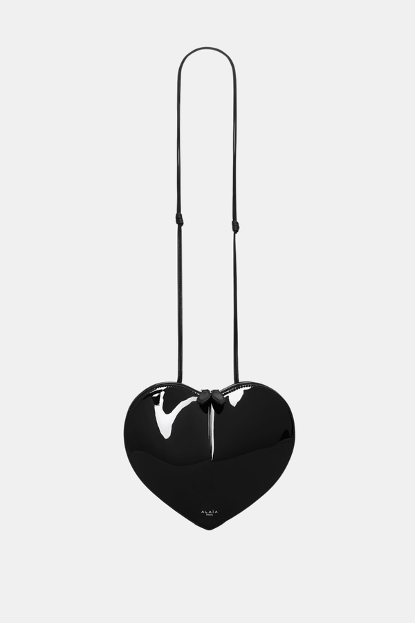 Kyaia Heart Patent Leather Shoulder Bag - Black