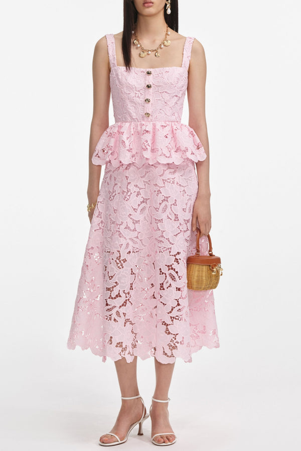 Lacinda Lace Peplum Midi Dress