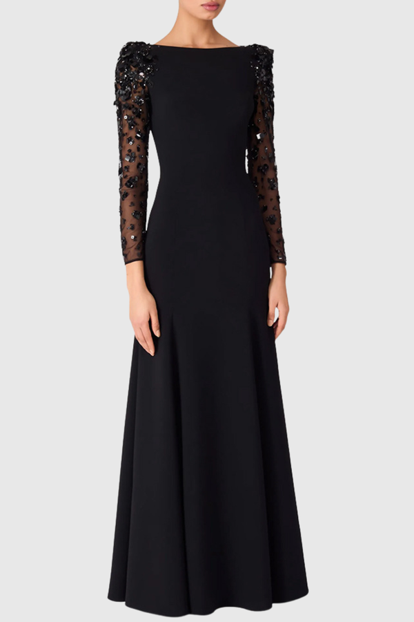 Lafay Sequin Embellished Maxi Dress - Black