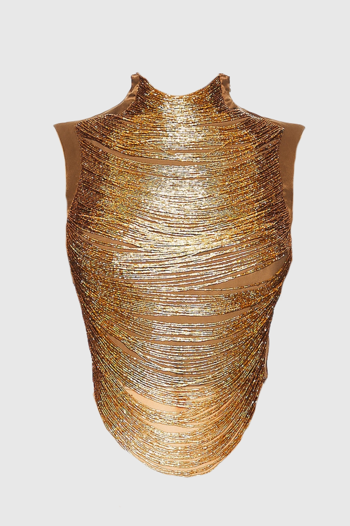トップス seyto Jacquard fringe sleeveless tops Laikla Fringe Sleeveless Top - Gold – SeenSense