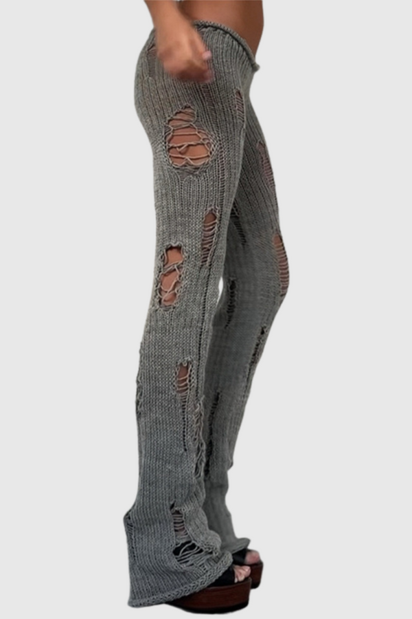 Leofric Ripped Knit Pants - Grey