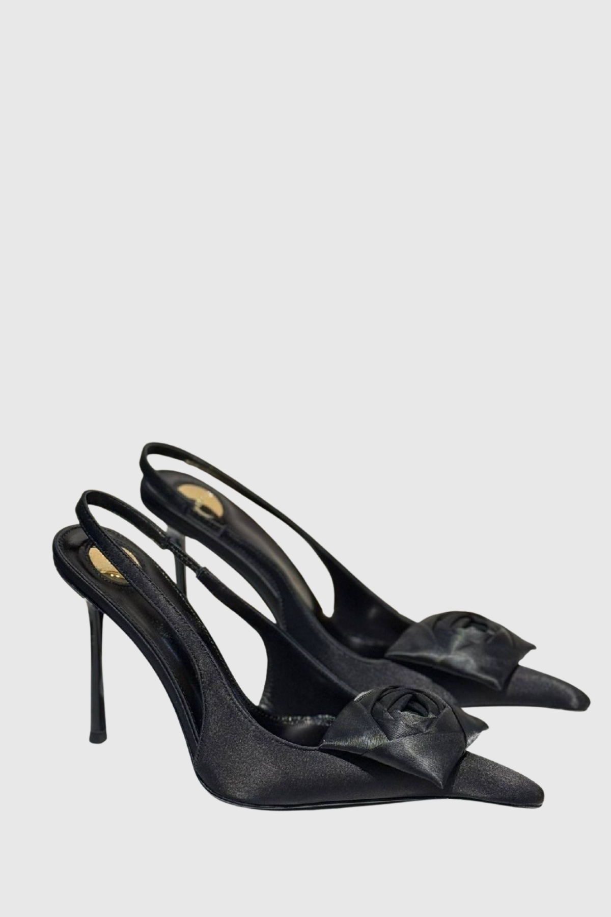 Leoral Rose Satin Slingback Pumps - All Black – SeenSense