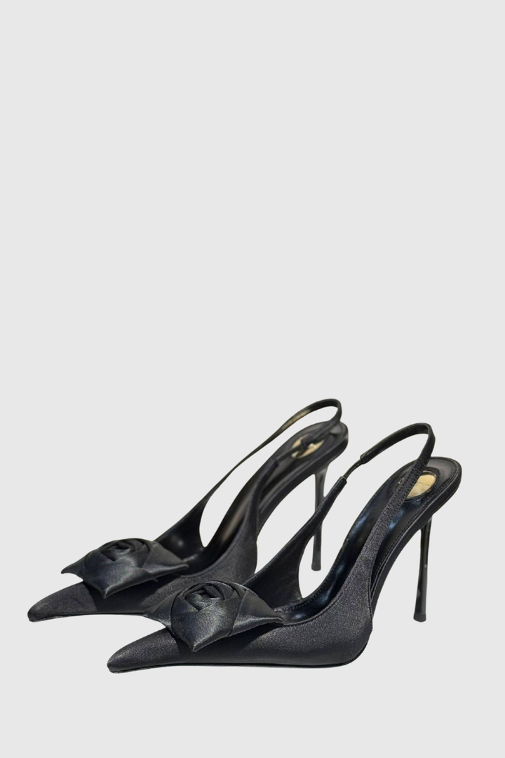 Leoral Rose Satin Slingback Pumps - All Black – SeenSense