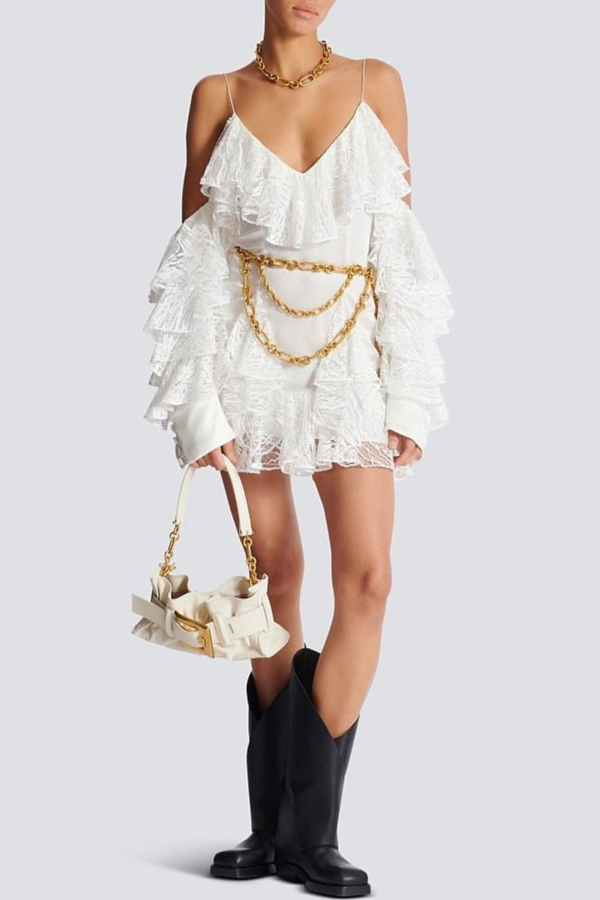 Limbo Lace Ruffle Mini Dress