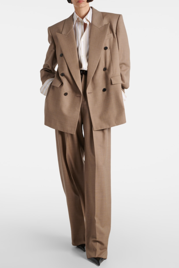 Lorra Double Breasted Wool Blazer - Beige