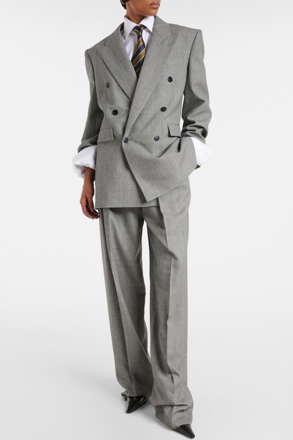 Lorra Double Breasted Wool Blazer - Grey