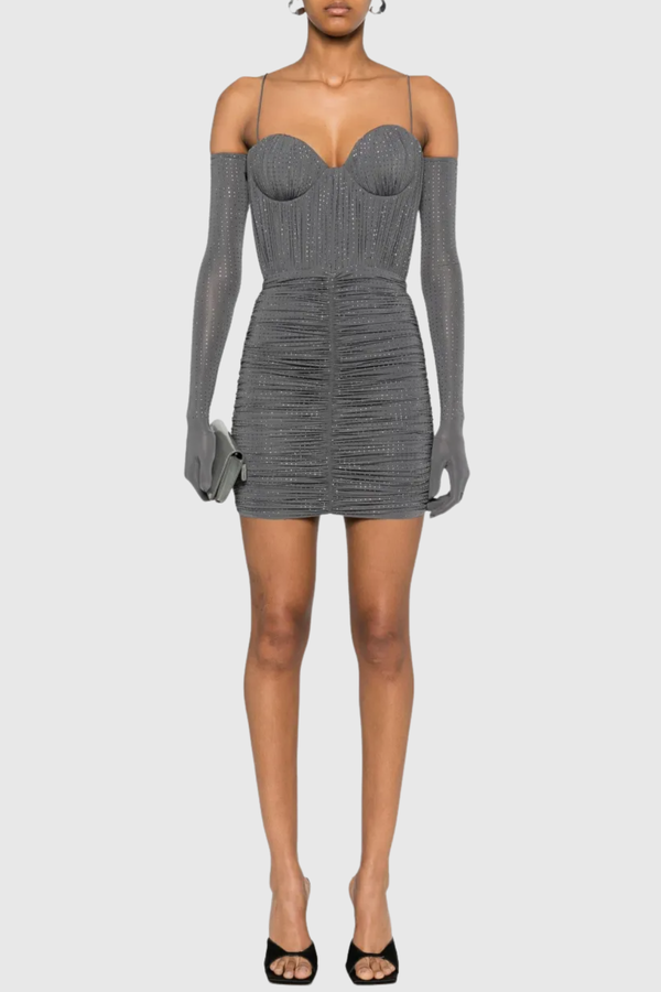Lsanda Crystal Embellished Ruched Mini Dress