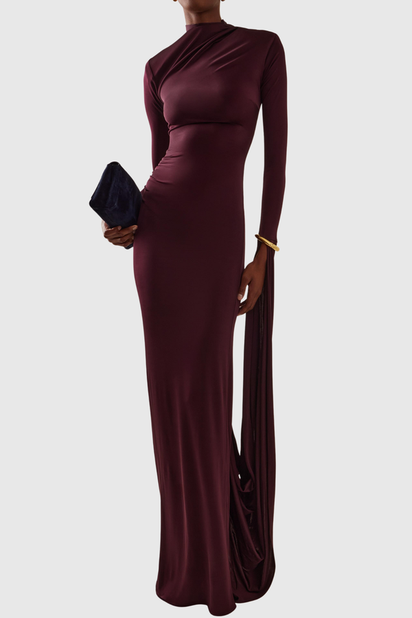 Dasani Asymmetric Sleeve Maxi Dress