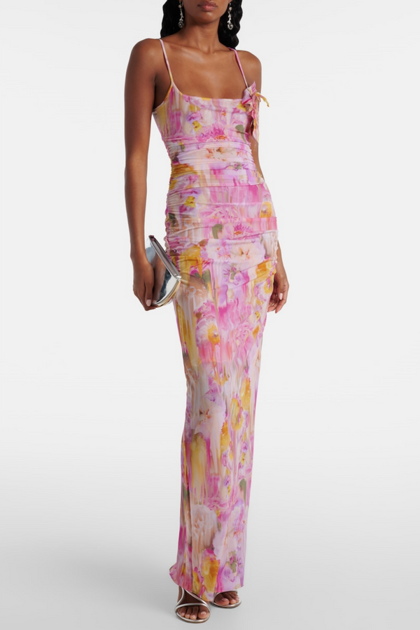 Ludema Floral Appliqué Print Maxi Dress