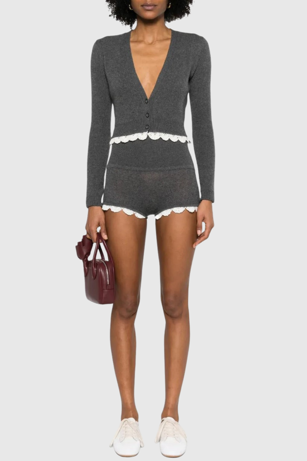 Magni Lace-trim Cardigan & Shorts Set