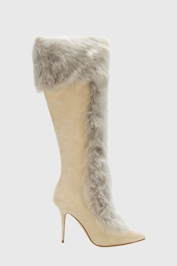 Malala Faux Fur Boots - Beige