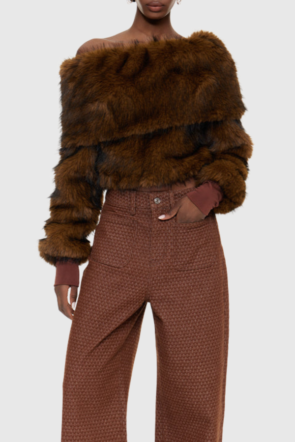 Manju Faux Fur Off Shoulder Top