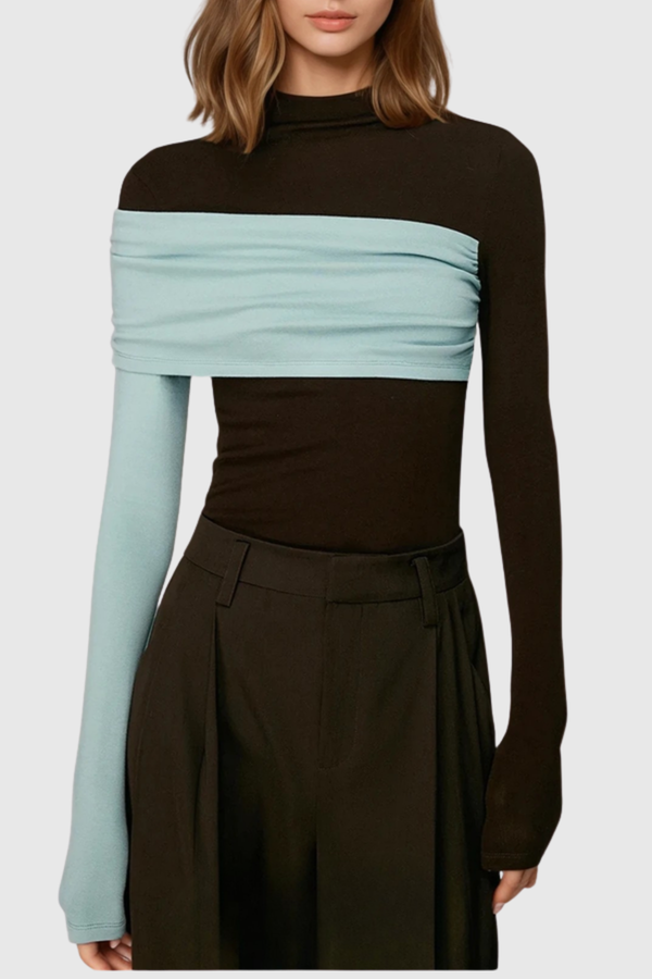 Marcel Asymmetric Contrast Top - Brown