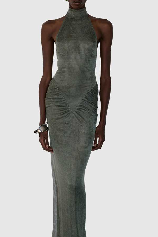 Mariso Halter Ruched Maxi Dress