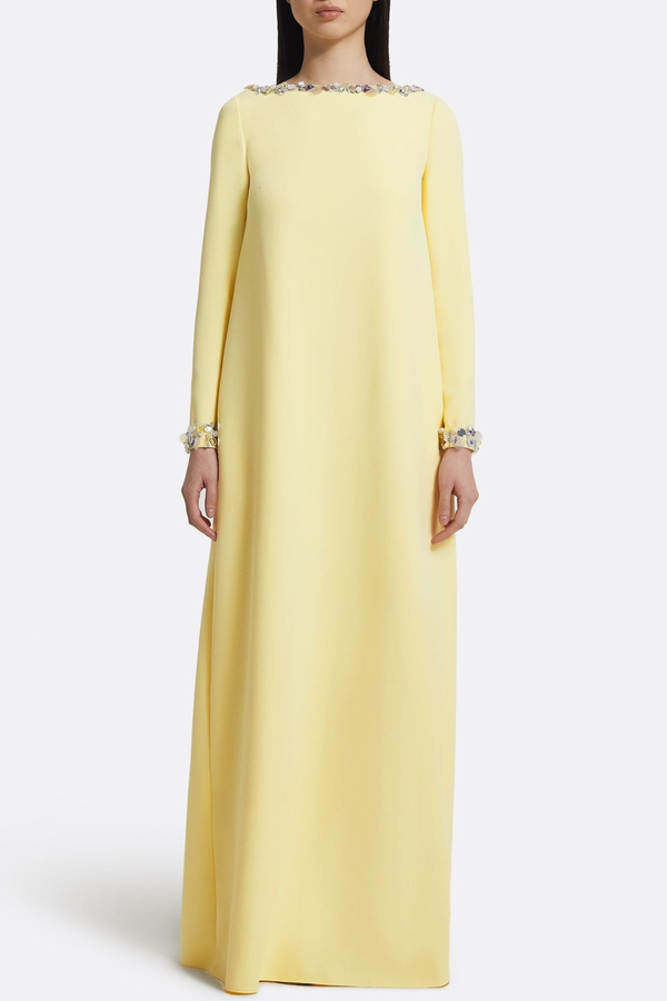 Nahma Rhinestone Embellished Maxi Dress - Yellow