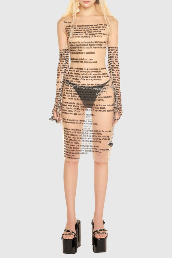 Nairi Mesh Tattoo Mini Dress