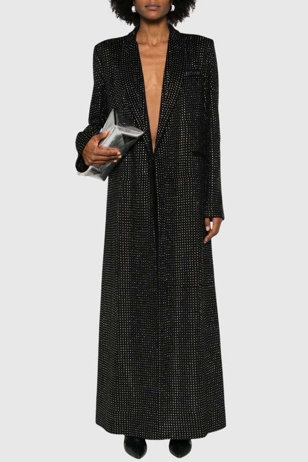 Nairob Crystal Embellished Single Breasted Coat - Black