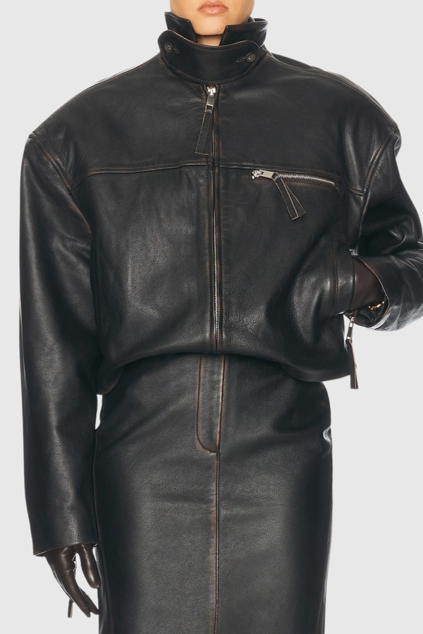 Najaya Distressed Leather Jacket
