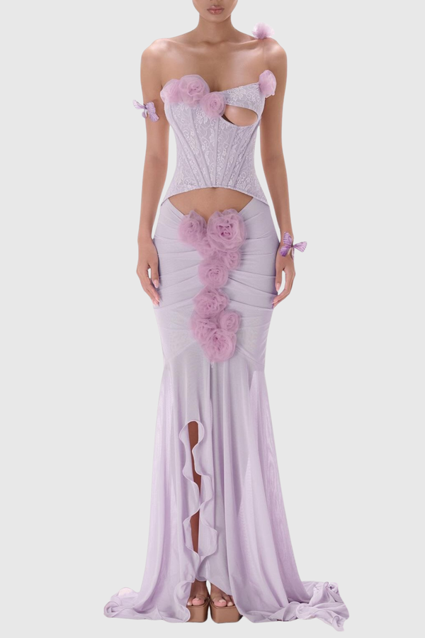 Nixa Floral Corset Cutout Maxi Dress