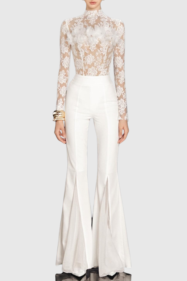 Nyra Floral Lace Top - White