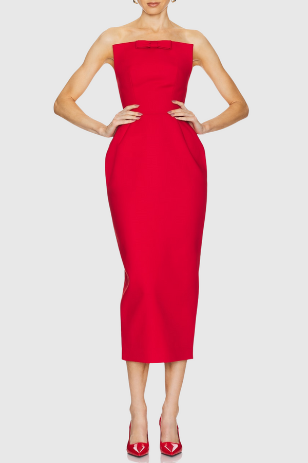 Obozh Bow Strapless Maxi Dress - Red