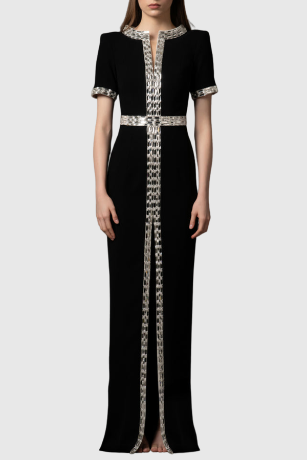 Oldaya Crystal Embellished Split Maxi Dress