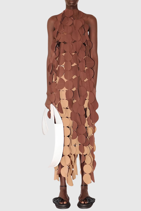 Osman Halter Circle Top - Brown