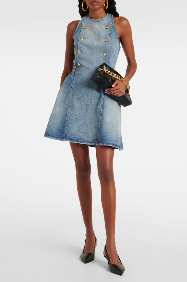 Penaza Denim Sleeveless Flared Mini Dress