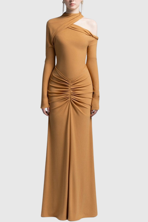 Pieda Cutout Ruched Maxi Dress - Orange