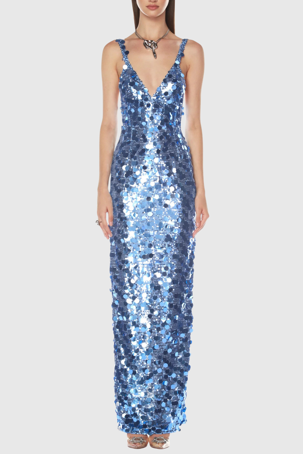 Raekwa Sequin Maxi Dress - Ocean Blue