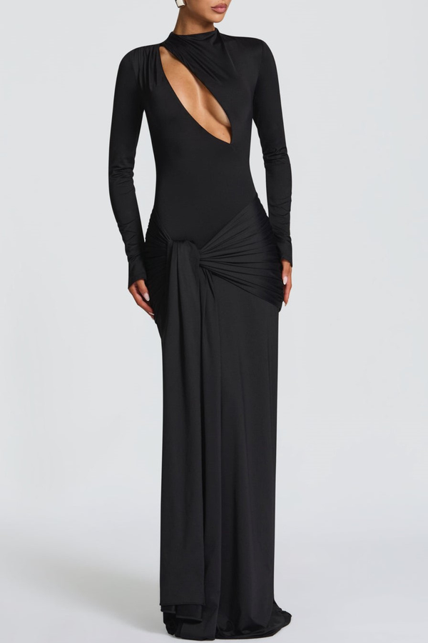 Raluca Cutout Draped Maxi Dress - Black