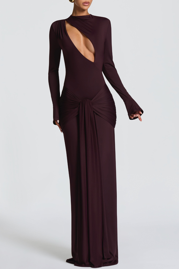 Raluca Cutout Draped Maxi Dress - Purple