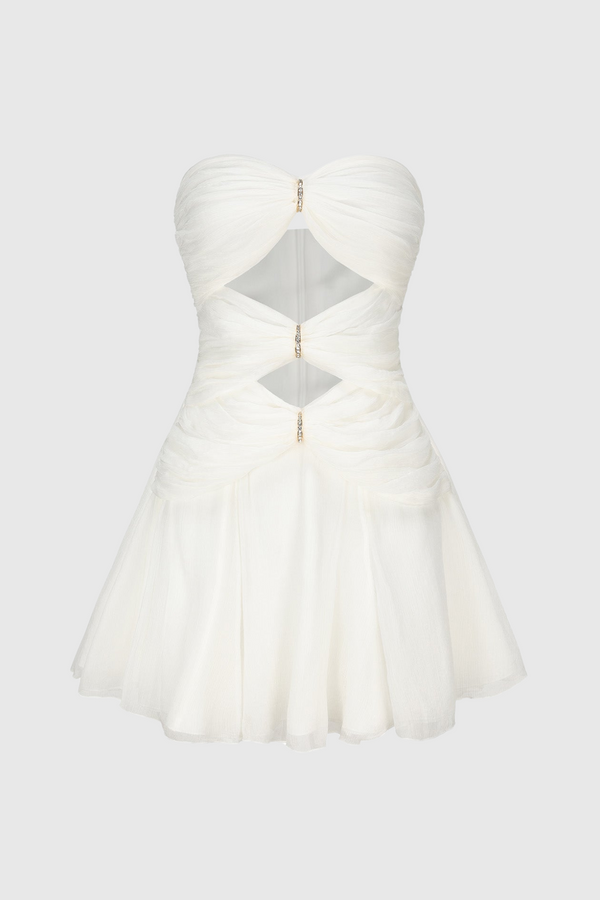 Rerynne Strapless Cutout Mini Dress - White