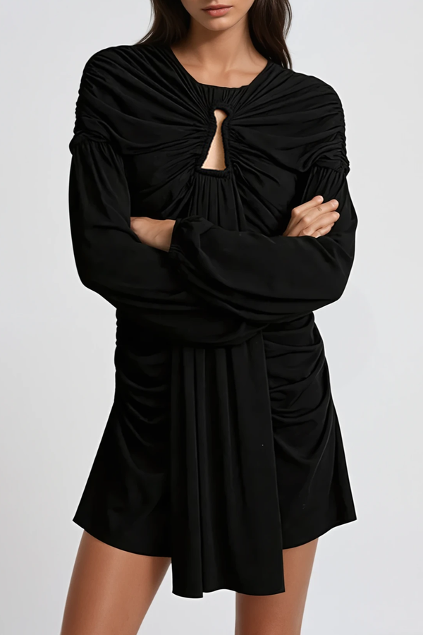 Rhode Keyhole Draped Mini Dress - Black