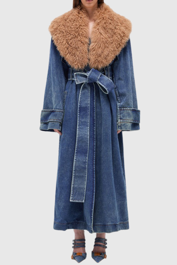 Rigga Faux Fur Denim Coat