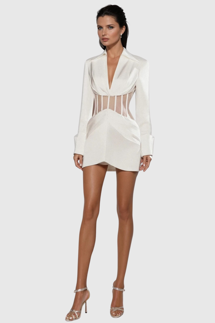 Roos Plunge Corset Mini Blazer Dress