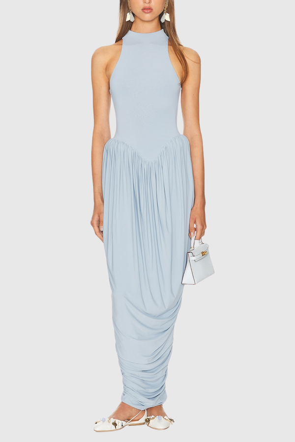 Doyle Sleeveless Ruched Maxi Dress - Blue