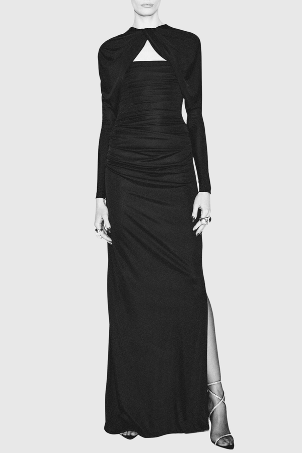Sacha Cutout Ruched Maxi Dress - Black