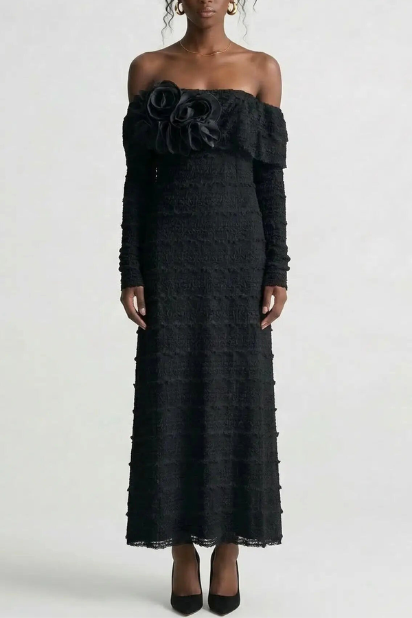 black floral flocked sheer ruched halter strap maxi dress – Tagged 